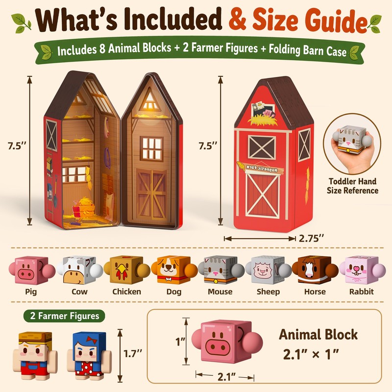 GobiDex Magnetic Travel Toys Farm Figures Set in a Portable