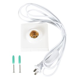 E27 Plug-in Lamp Holder E26 Screw with On/Off SwitchWire Light Bulb Socket Lamp-Socket 9.8ft, 1-Pack, White(Square Socket)