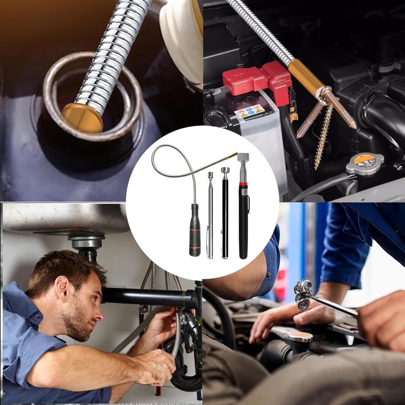 4 Stück Magnet Teleskopmagnet Stabmagnet Extra Stark，Flexible Rmagnetheber Greifer,Stift Teleskop，Stabmagnet