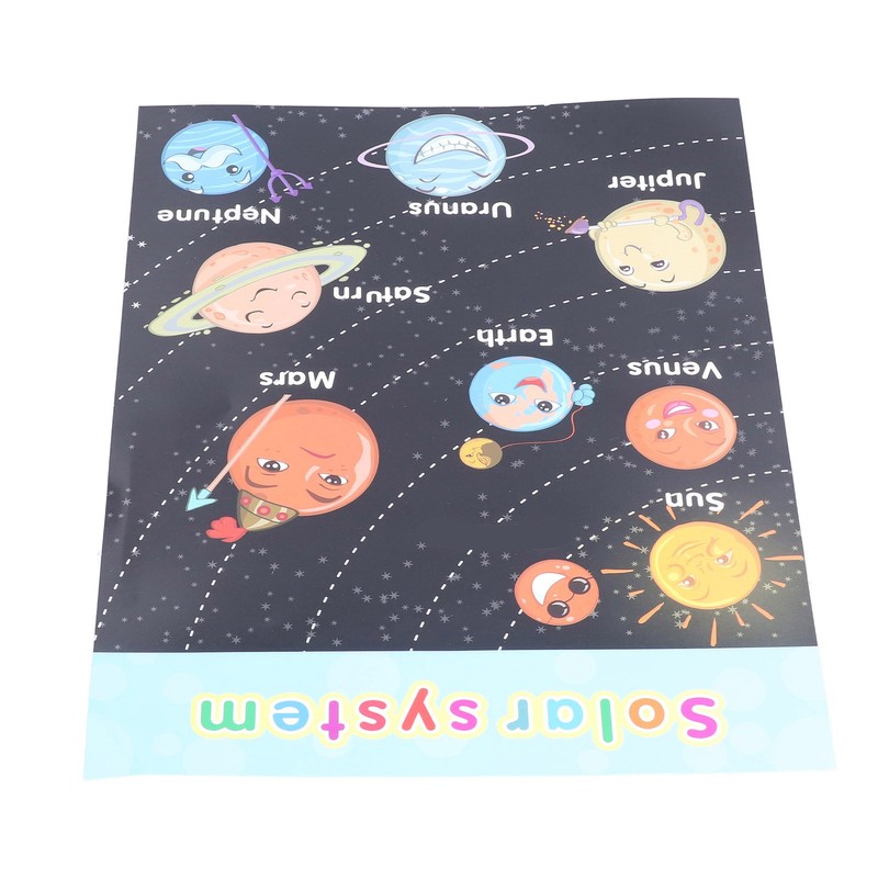 10pcs Children Cartoon Cute Solar System Poster Home School Planet