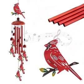 Cardinal Wind Chimes for Outside, 35'' Metal Cardinal WindChimes Gifts for Women/Men, Decoration for Outdoor, Home, Garden, Patio, Backyard