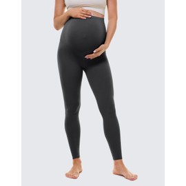 Buttergene Womens Clouduxi Maternity Leggings Over The Belly 25'' Soft Workout Activewear Yoga Pregnancy Pants Clothes Dark Grey