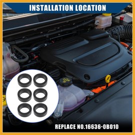 Partuto 16636-0B010 Fuel Injector Seal O-Ring for Nissan Frontier 1999-2004 / Injector Lower Insulator/Durable / 6 Pcs Black Replacement