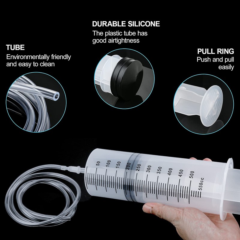 Large Capacity Plastic Syringe with 1m Tube,for Liquids, Oil or