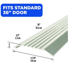 M-D Building Products 08763 Aluminum Commercial Flat-Profile Threshold: Durable and Sleek Entryway Access Solution Draft Protection (3-7/8 in. x 1/2 in. x 36 in) (Silver)