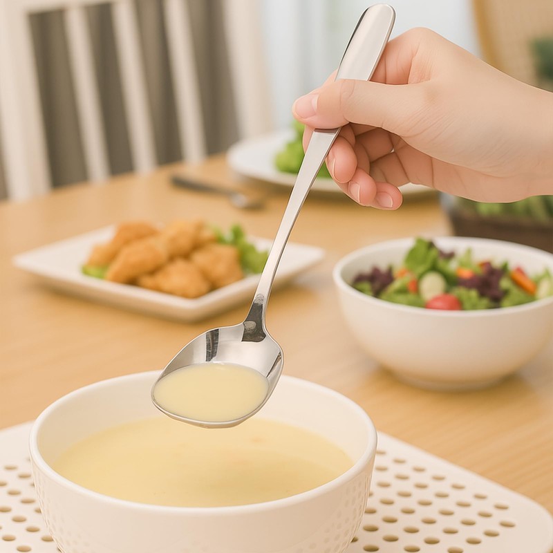 12 Pieces Square Head Soup Spoons, Heavy Weight Stainless Steel