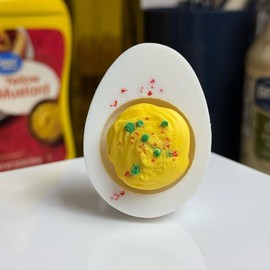 Clickie Food Fidget Clickers - Desk Fidgets and Keychains with Vibrant Designs, Soothing Sound Mechanism, and Multipurpose Fun - Style: Deviled Egg, Sound: Creamy (Quieter and makes a soft clunk)