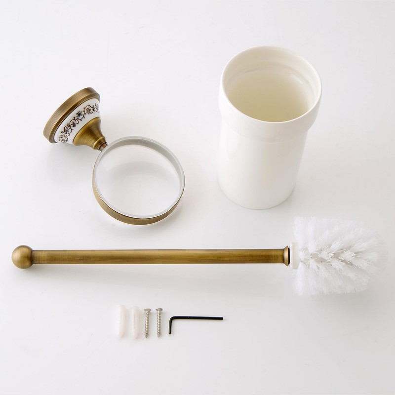 Toilet Brush with Holder for Bathroom Antique Bronze Wall Mounted