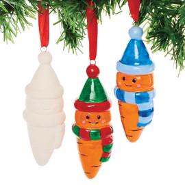 Baker Ross FX799 Christmas Carrot Ceramic Decorations - box of 4, Christmas Decoration Arts and Crafts for Kids