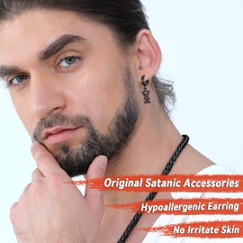 FaithHeart Satan Lucifer Punk Gothic Piercing Earrings with Gift Box for Easter Christmas, Stainless Steel