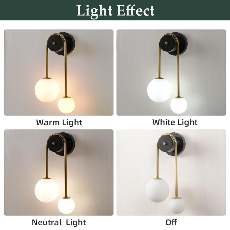 Skyblaze Mid-Century Modern Wall Sconce Glass Globes Wall Lamp Modern