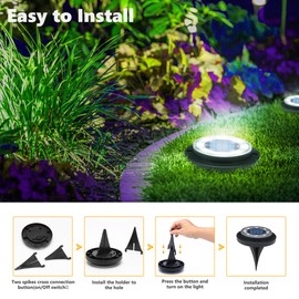 Flacchi Solar Ground Lights - Solar Powered Lights Outdoor Solar Disk Lights Waterproof Landscape Lights for Patio Yard Pathway Walkway Driveway (Cool White, 8 Pack)