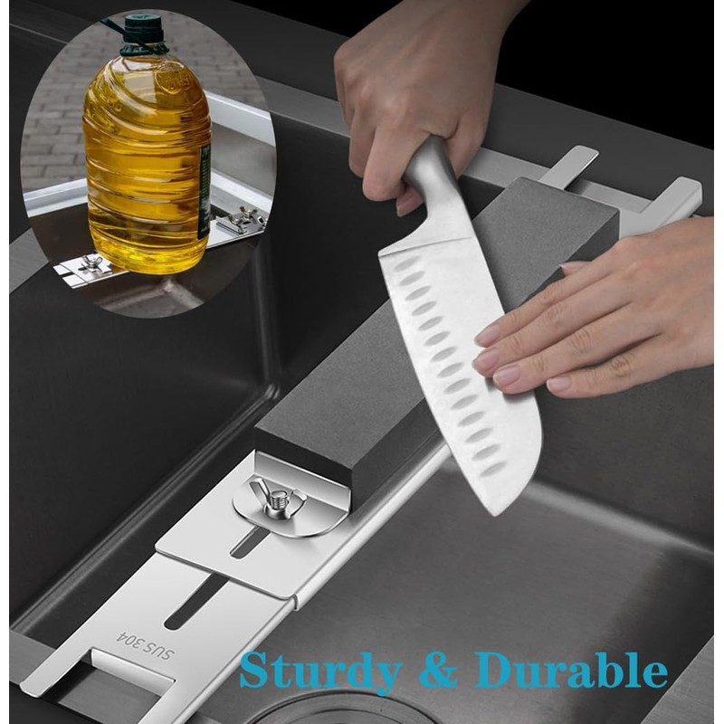 Whetstone holder Sharpening Stone Base - Stainless Steel Adjustable Whetstone