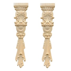 Sctmda Wooden Ornaments for Furniture Pack of 2 Wooden Ornaments Corner Onlay Applique Furniture Wooden Ornaments Ornaments for Furniture Vintage Style Not Painted Carved Furniture 30 x 6 cm