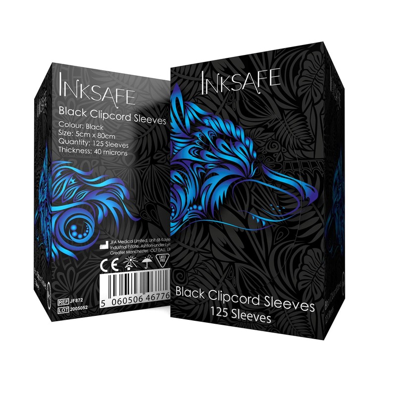 Inksafe Black Tattoo Clip Cord Covers/Sleeves 5cm x 80cm -