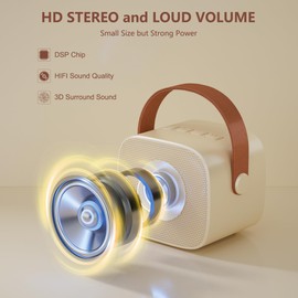 Kids Karaoke Machine for Girls, Portable Karaoke Speaker with Bluetooth and Wireless Microphone for Adults, Mini Karaoke Microphone Ideas Birthday Gifts for Girls Age 4 5 6 7 8+ Years Old(Off White)