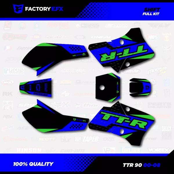 Factory EFX Blue & Green Shift Racing Graphics Kit fits