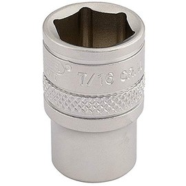 Draper 16525 1/4" Square Drive Micro Satin Chrome Imperial Socket, 7/16" Size , Blue