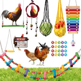CAMIFORTE 18 Pack Chicken Toys for Coop - Chicken Accessories for coops, Chicken Swing, Chicken coop Toys, Chicken Ladder, Chicken Swings for Coops, Set of Toys for Chickens Coop Accessories,