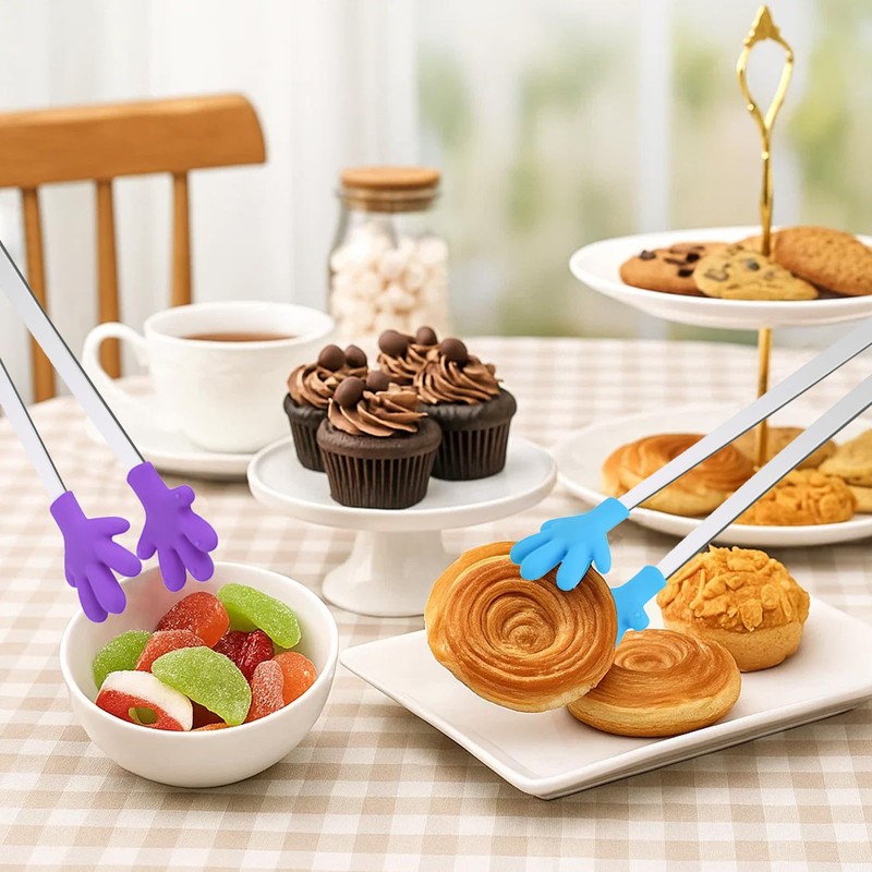 Shindel Small Tongs, 5.1 Inch Mini Tongs for Kids, Cute