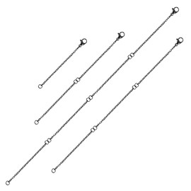 TIESOME Necklace Extenders, Women 4 Piece Delicate Necklace Extender Stainless Steel Chain Extensions Set 2" 4" 6" 8" for Women Jewelry Making (Black)