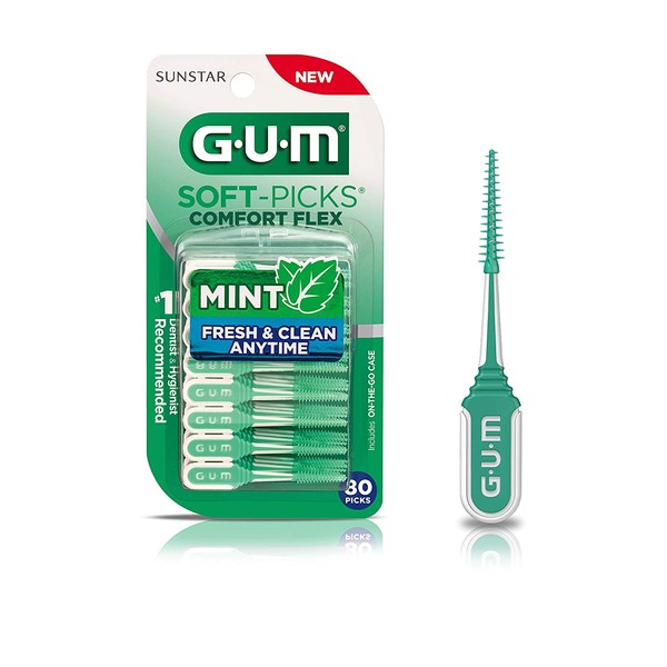 GUM Soft-Picks Comfort Flex Mint Dental Picks, New Invigorating Mint Flavor, 80 Count
