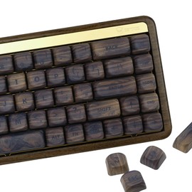 OHY Wood Keycaps, XVX MOA Keycaps PBT Double-Shot 130 pcs PBT Keycap Set for Mechanical Keyboard 61/64/75/84/87/104/108 Layout with Key Puller, Walnut Textures