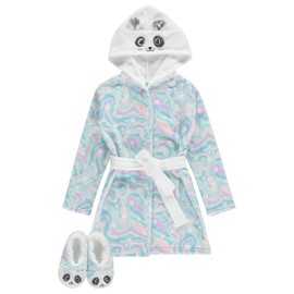 BTween Girls Unicorn Bathrobe Set Soft, Cozy, and Fun with Matching Slippers Perfect for Lounging