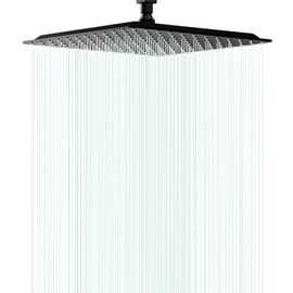 AULEEND Square Shower head, High Flow Stainless Steel Square Rainfall Shower Head, High Pressure Design Even at Low Water Flow (A03 Matte Black, 12 Inch)
