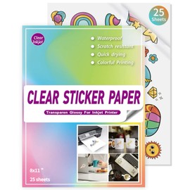 Waterproof Printable Vinyl Stickers Paper for Inkjet Printer- 20 Glossy Sticker Paper White Decal Cricut Sheets A4 - Holds Ink Beautifully & Dries Quickly