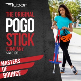 Flybar Master Pogo Stick for Kids, Ages 9+, 80 to 160 Pounds, Easy Grip Handles, Anti-Slip Pegs, Outdoor Toys for Boys, Jumper Toys for Girls, Outside Toys for Kids, Tweens and Teens (Red/White/Blue)