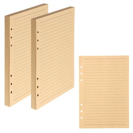 2 Packs A5 Kraft Paper Refill 160 Sheets, 6 Hole A5 Insert Refillable Paper Punched Paper Refill Pad, Loose-Leaf Planner Inserts A5 Paper for Notebook Ring Binder, 100gsm, 14.2x20.9cm, Lined