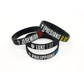 Nuzabee (8-Pack Christian Bible Verses Silicone Bracelets | Religious Gifts Rubber Wristbands for Men, Women | Strength Faith Hope Belief | Positive and Inspirational Messages