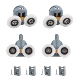 Qikuver Shower Door Rollers, 23mm Diameter Shower Door Rollers Replacement Parts, Fits Glass, 4-6mm, Home Bathroom DIY Spare Parts (2 Upper and 2 Lower Rollers) (Grey, 23mm)