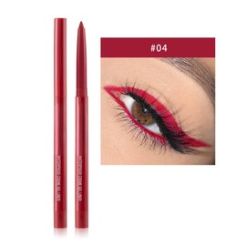 Waterproof Cream Gel Eyeliner Pencil - Long-lasting, Smudge-proof, Intense Color for Precise Lines and Defined Eyes | Perfect for Sensitive Skin | Easy to Apply, No Smudging, All-Day Wear（Red）