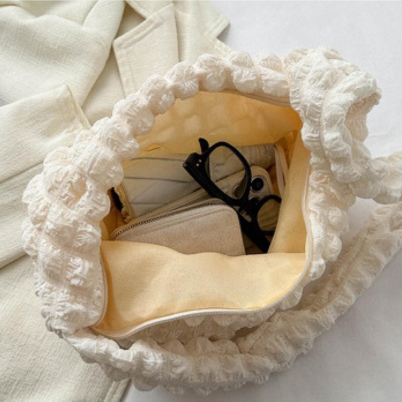 Petit-Germe Popcorn Bag, Shoulder Bag, Zipper Included, Waffle Bag, Handbag,