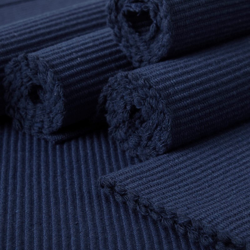 Encasa Ribbed Table Placemats (Set of 6) - Solid Navy