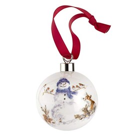 Portmeirion Home & Gifts Gathered All Around (Snowman) -Bone China, Christmas Bauble, Multi-Colour Colour