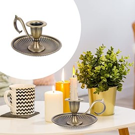 Ciieeo Candelabro Cónico Retro con Asa De Metal Soporte Decorativo Vintage para Velas De Mesa Ideal para Decoración De Fiestas Bodas Y Cena En Casa 4.52X4.52X2.55In