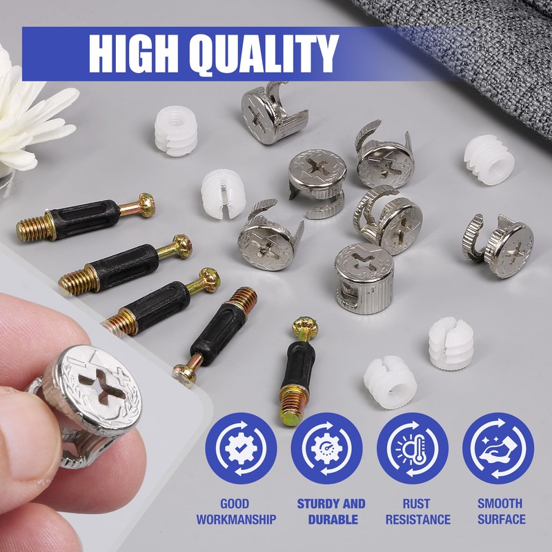 Jamiikury 10 Sets Furniture Cam Lock Fasteners - 3-in-1 Cam