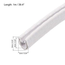 PATIKIL 1mx6mmx8mm Rubber Edge Trim, Metal Sharp Deck Edge Protector U Channel Guard Corner Protection Doors Seal Strip for Skateboard Table Door Window, White