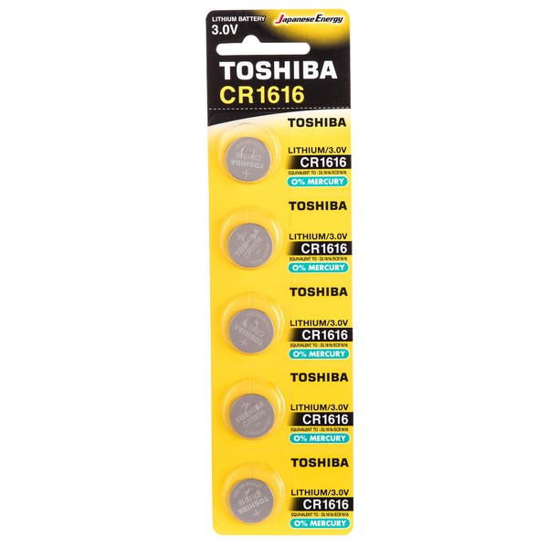 Toshiba CR1616 3V Lithium Coin Cell Battery Pack of 5