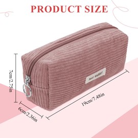 OFFCUP Corduroy Pencil Case, Corduroy Pencil Pouch, Stylish Simple Pen Bag with Practical Zip Makeup Bag Pencil Bag Stationery Pouch for Teenage Boys Girls School College (Pink)