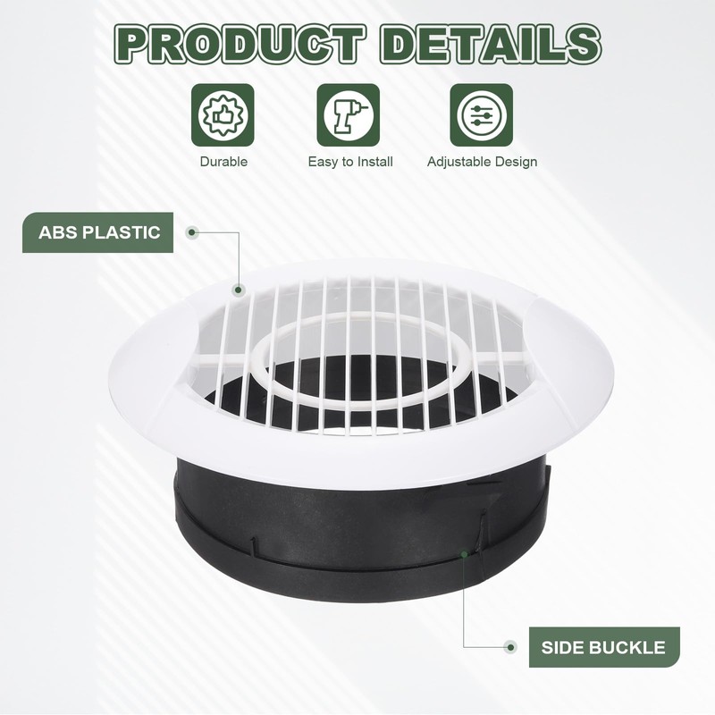 PATIKIL 6 Inch Round Air Vent Cover, 4 Pcs ABS
