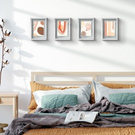 Frametory, Floating Picture Frame 5X7 - Silver Metal Photo Frame - Real Glass - for Wall Mount Displays(2 Pack)