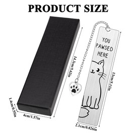 2Pcs Cat Bookmarks for Women Men, Metal Bookmark Kitten Bookmark Cute Funny Bookmark Gifts for Book Lovers and Cat Lovers with Gift Box