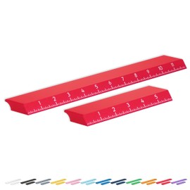 Glassboard Studio Ruler Set - 6 inch & 12 inch with Strong Neodymium Magnets - Perfect for Crafting, Magnetic Glass Craft Mats, White Boards, Lockers - Hands-Free Sewing & Quilting (Cherry Red)