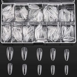100False Nails Tips Full Cover 100pcs Short Acrylic Nails with Case for DIY Nail Art, 10 Sizes