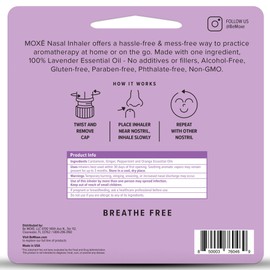MOXE MOXE Lavender Essential Oil Nasal Inhaler, Therapeutic No-Mess Aromatherapy, Relaxation, Naturally Calming, Before Sleep Routine, Uplifts Mood, Pure and Undiluted, Made in USA (1 Pack)