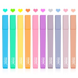 Vitoler 10Pcs Aesthetic Highlighters, Chisel Tip Marker Pens,Assorted Color Candy Highlighters,No Bleed Bible Highlighter,Cute Pastel Highlighter for Journaling Planner Notes School Supplies